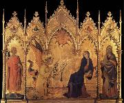 Simone Martini La Anunciacion,Con los Santos Ansano y Margarina y Cuatro profesar oil painting